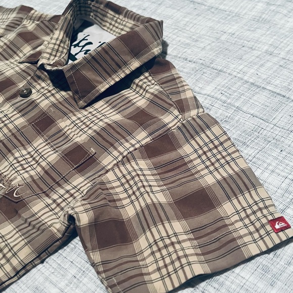 Two Shirts 4 4t boys QUIKSILVER button down EUC brown blue Spring casual Easter - Picture 6 of 16
